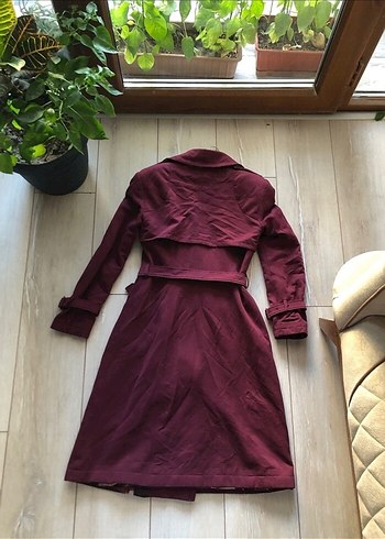 Alvina Bordo Kadın Kemerli Uzun Trençkot