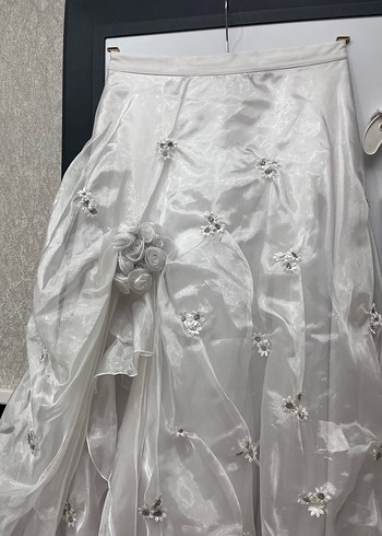 Vintage ikili Uzun Beyaz Straplez Gelinlik - Görsel 7