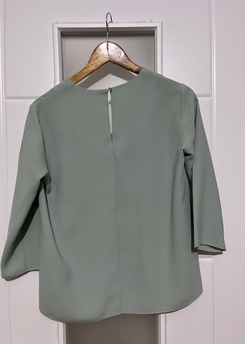 ADL V Yaka Gri Kadın Bluz, Salaş Kesim, Uzun Kollu - Görsel 5