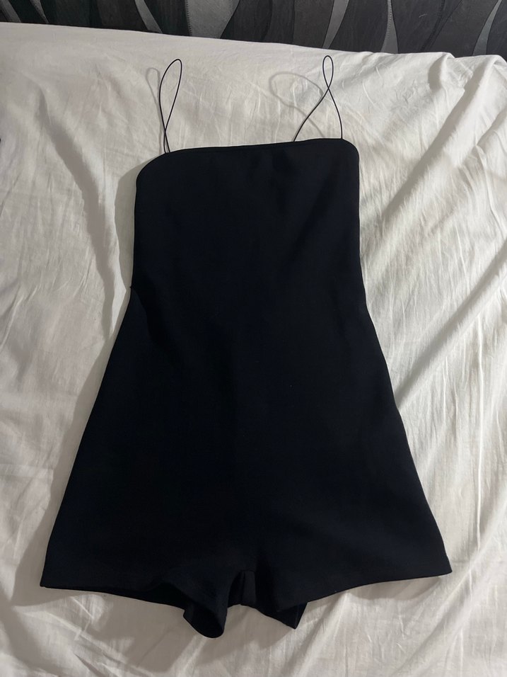 Zara Kadın Siyah İnce Askılı Kısa Tulum - Görsel 2