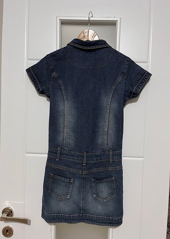 Vintage Y2K  Düğmeli Kısa Kollu Kot Tulum - Görsel 5