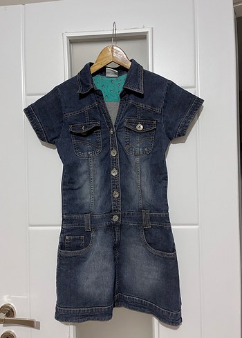 Vintage Y2K  Düğmeli Kısa Kollu Kot Tulum - Görsel 3