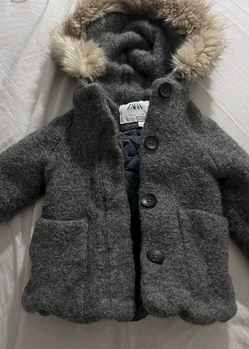 Zara Gri Kürklü Erkek Çocuk Mont - Görsel 4
