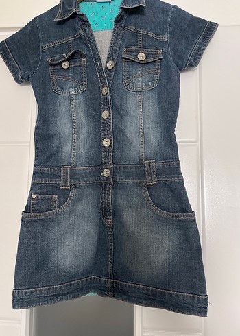 Vintage Y2K Düğmeli Kısa Kollu denim Kot Elbise - Görsel 5