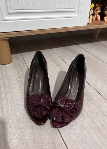 Vintage Bordo Deri Tokalı Stiletto Kadın Ayakkabı - Görsel 7