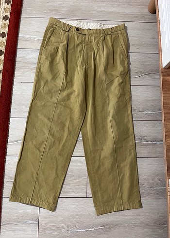 Vintage Hardal Renkli Bol Kesim Keten Pantolon - Görsel 2