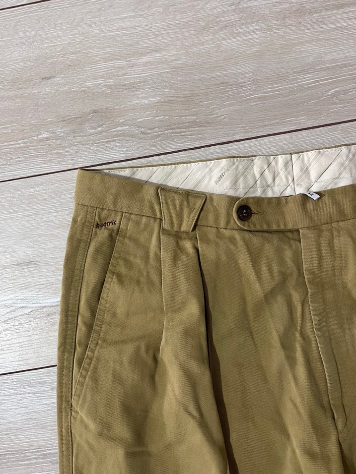 Vintage Hardal Renkli Bol Kesim Keten Pantolon - Görsel 5