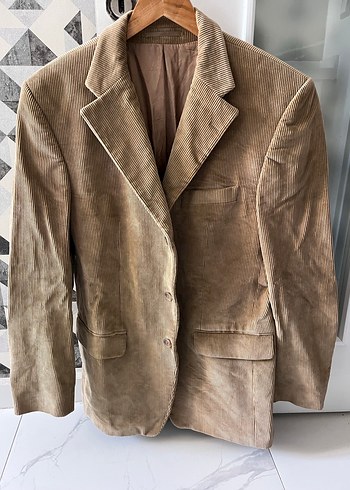 Vintage kadife Düğmeli Kahverengi Süet Erkek Ceket - Görsel 5