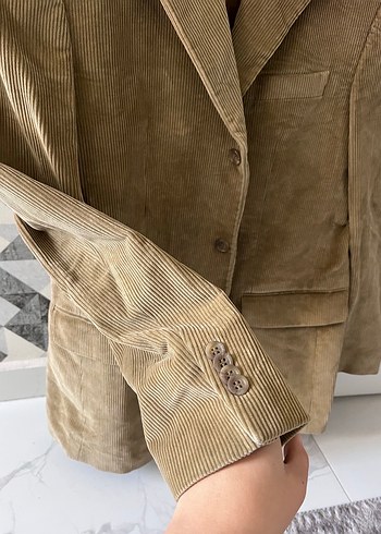 Vintage kadife Düğmeli Kahverengi Süet Erkek Ceket - Görsel 6