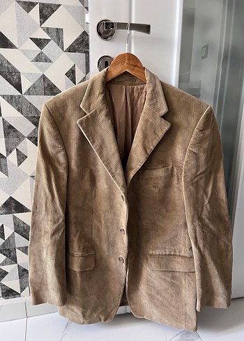 Vintage kadife Düğmeli Kahverengi Süet Erkek Ceket - Görsel 3
