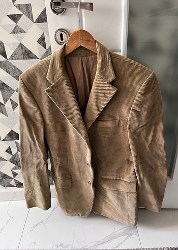 Vintage kadife Düğmeli Kahverengi Süet Erkek Ceket - Görsel 2