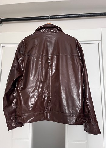 Vintage Y2K hakiki Kahverengi Deri Biker Ceket - Görsel 10