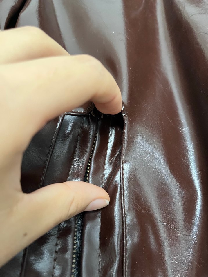 Vintage Y2K hakiki Kahverengi Deri Biker Ceket - Görsel 5