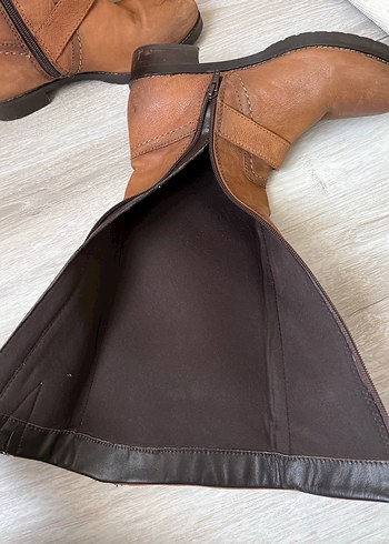 Vintage Y2K Kahverengi Tokalı Deri Kadın Dizüstü Bot - Görsel 12