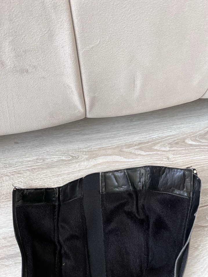 Siyah Deri Tokalı Dizüstü Kadın Çizme - Görsel 5