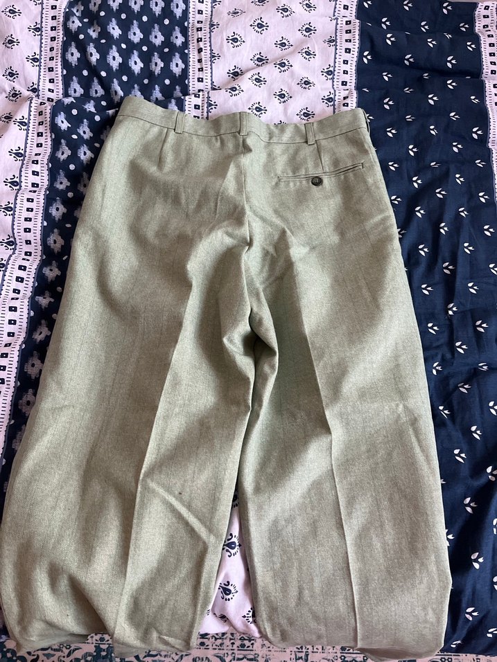 Vintage Düğmeli Salaş Yeşil Keten Kadın Pantolon - Görsel 5