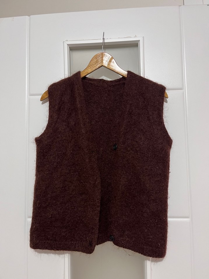 Vintage Kahve Kadın Yün yelek - Görsel 2