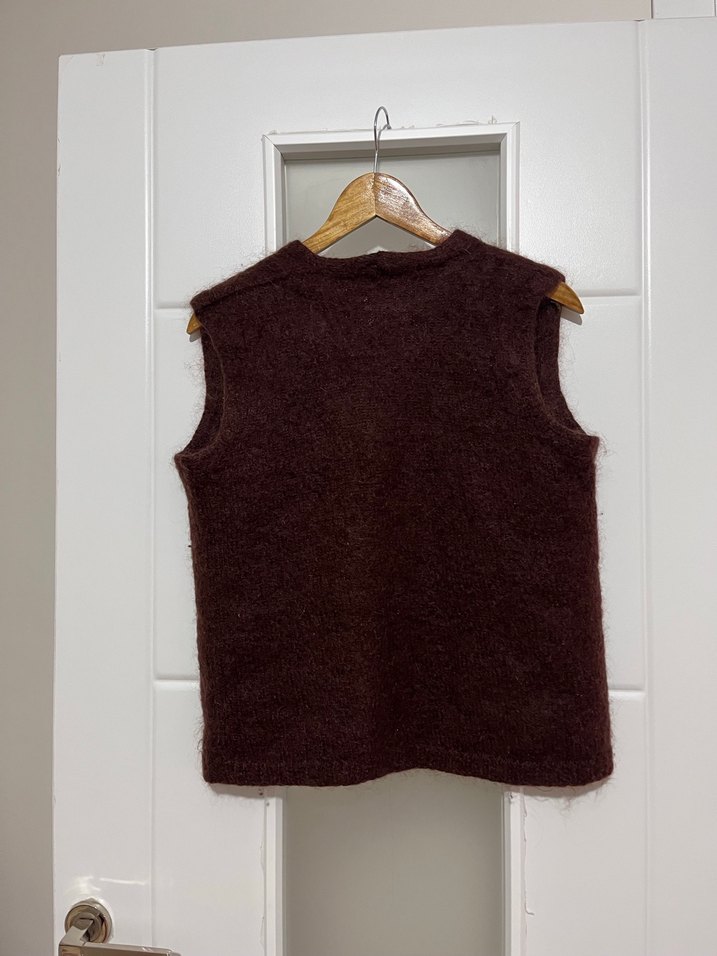 Vintage Kahve Kadın Yün yelek - Görsel 5