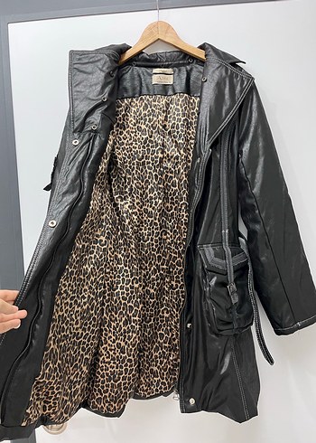 Vintage Y2K Kemerli Siyah Deri Biker Ceket - Görsel 8