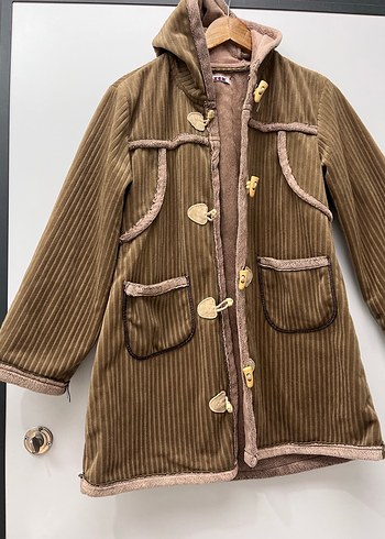 Vintage Y2K kadife Düğmeli yeşil Kadın Kaban - Görsel 3