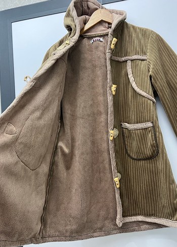 Vintage Y2K kadife Düğmeli yeşil Kadın Kaban - Görsel 7