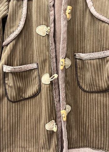 Vintage Y2K kadife Düğmeli yeşil Kadın Kaban - Görsel 5