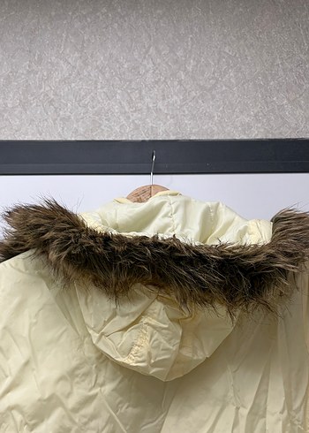 Vintage Kürklü Kapüşonlu sarı Kadın mont - Görsel 8