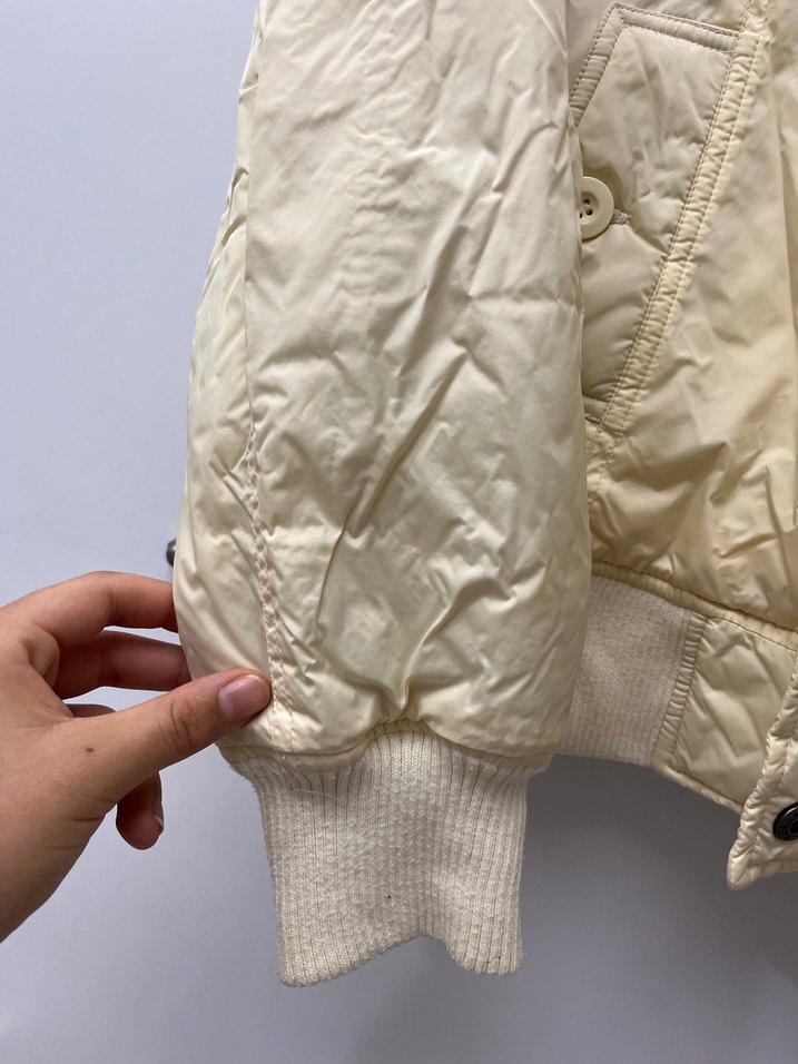 Vintage Kürklü Kapüşonlu sarı Kadın mont - Görsel 5