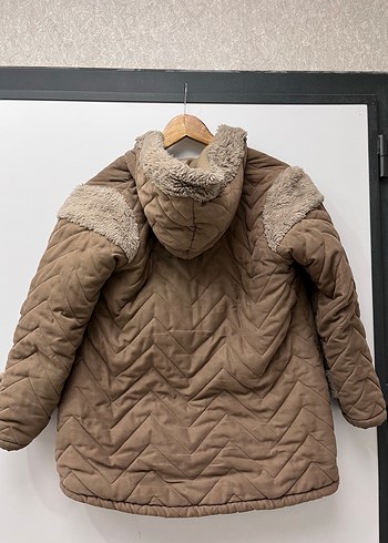 Vintage Y2K Kahverengi Kürklü Kadın Mont - Görsel 4