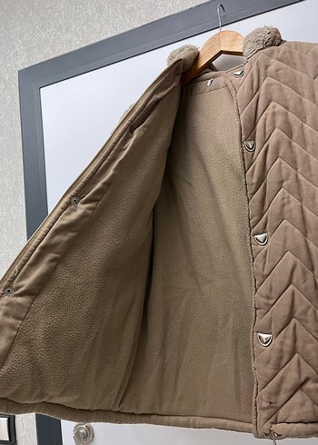 Vintage Y2K Kahverengi Kürklü Kadın Mont - Görsel 6