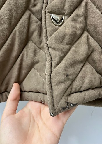 Vintage Y2K Kahverengi Kürklü Kadın Mont - Görsel 7