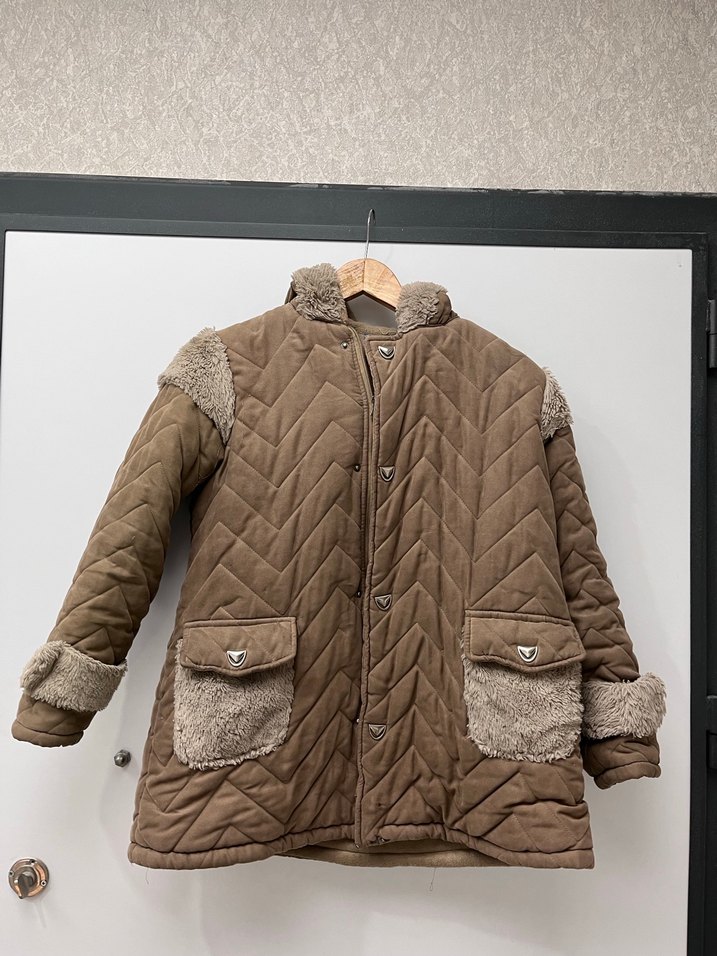 Vintage Y2K Kahverengi Kürklü Kadın Mont - Görsel 2