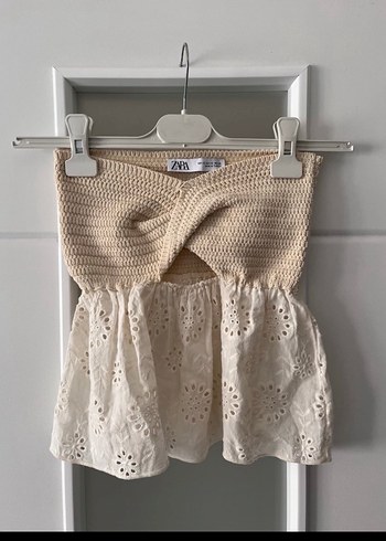 Zara Nakışlı Örgü Straplez Mini Bustiyer