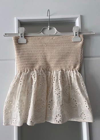 Zara Zara Nakışlı Örgü Straplez Mini Bustiyer