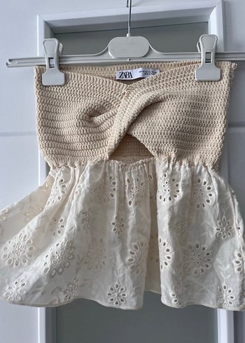 Zara Nakışlı Örgü Straplez Mini Bustiyer