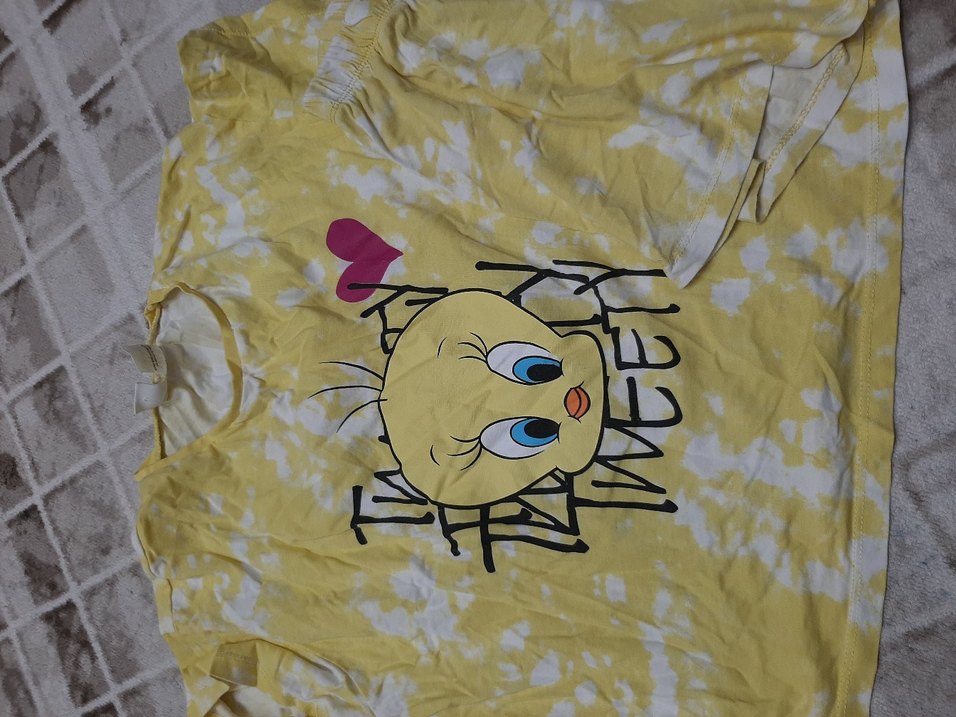 Sarı  Kısa Kollu Pijama Takımı - Görsel 2