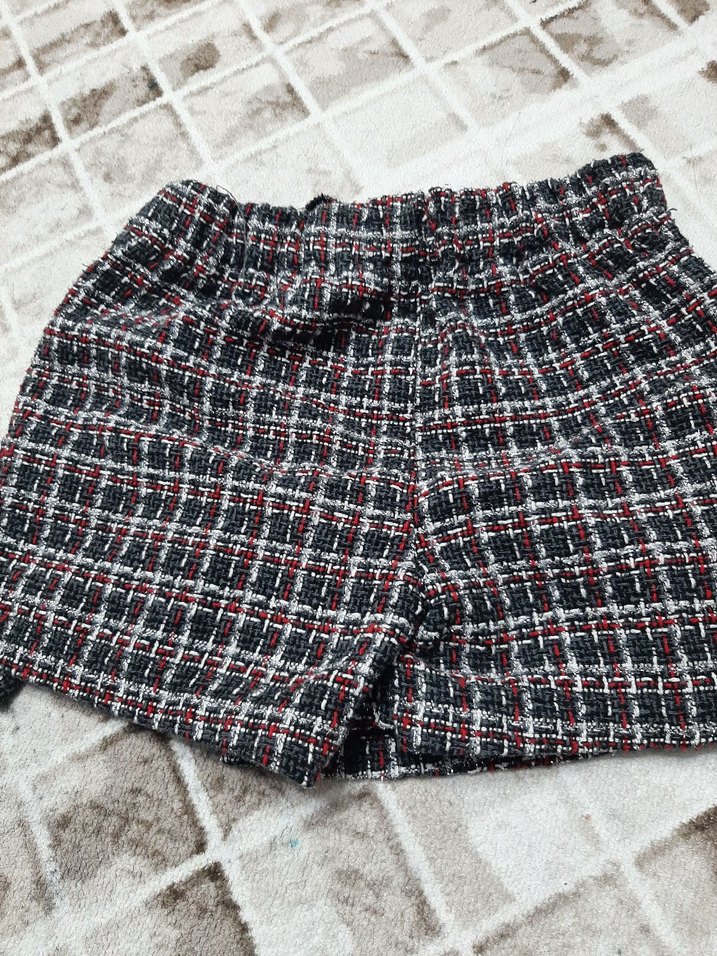 Düğmeli Gri Ekose Mini Etek - Görsel 4