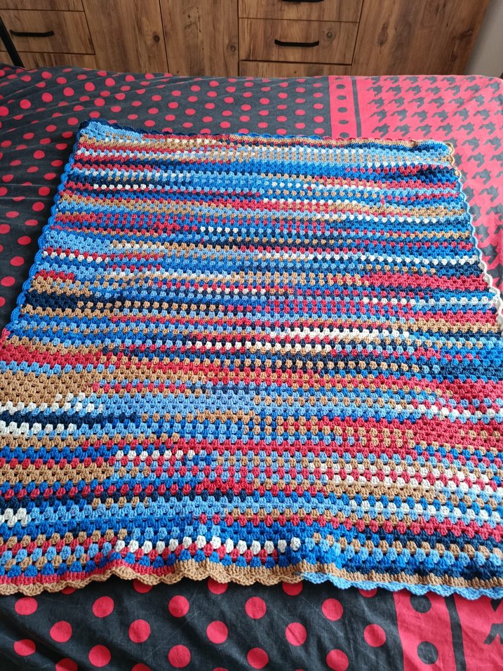 Çok Renkli Örgü Battaniye - Görsel 3