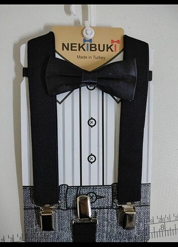 Çocuk pantalon askısı ve papyon takım 