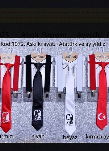 Beden Ay yıldızlı ve atatürklü kravat askı takımı