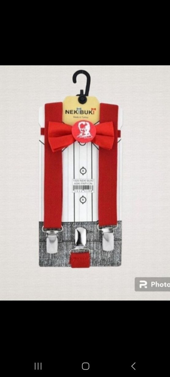 ay yıldızlı çocuk papyon ve pantalon askısı takım - Görsel 2