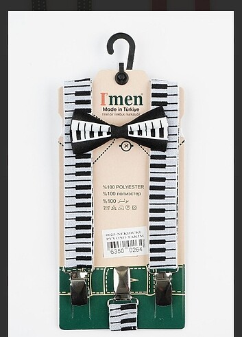 Piano modelli çocuk pantalon askısı ve papyon takım 