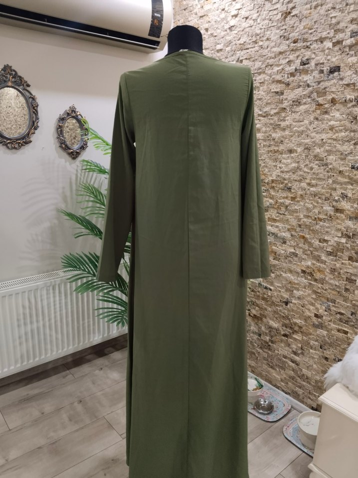 Kadın Haki Uzun Salaş Elbise - Görsel 4