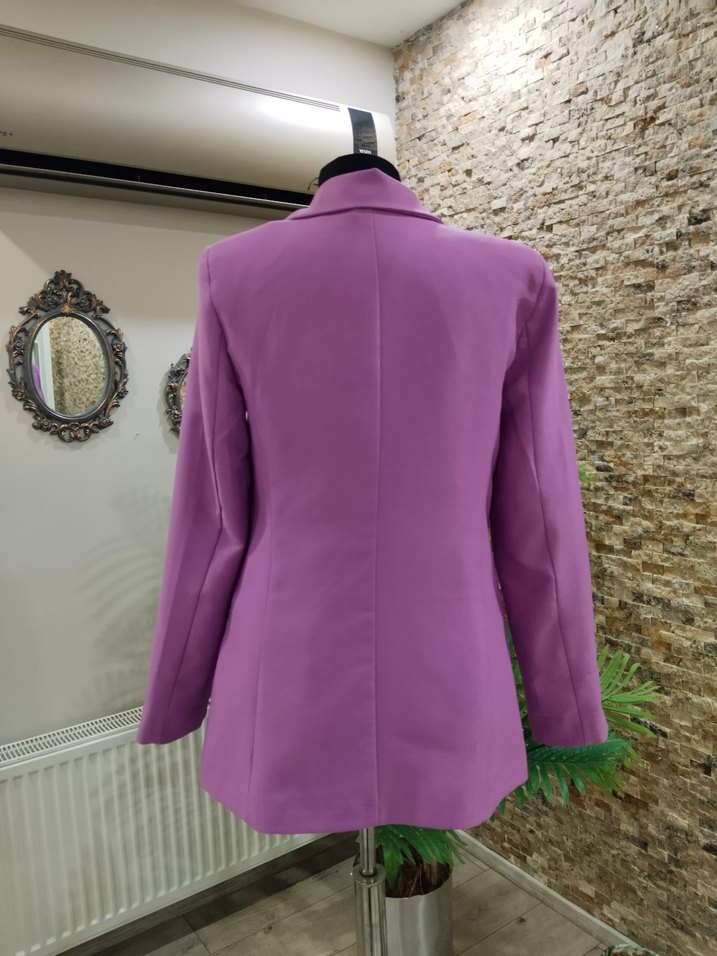 Mor Düğmeli Kadın Blazer Ceket - Görsel 3
