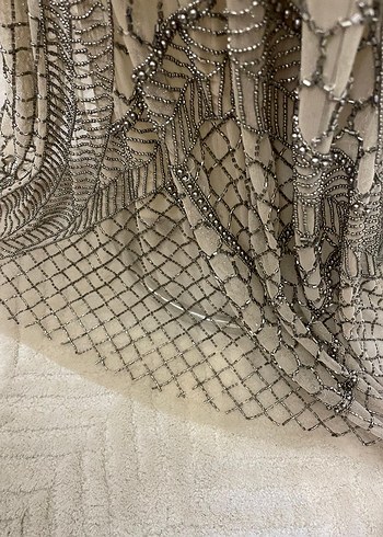 Uzun Kollu V Yaka Yılan Desenli Abiye Elbise - Görsel 7