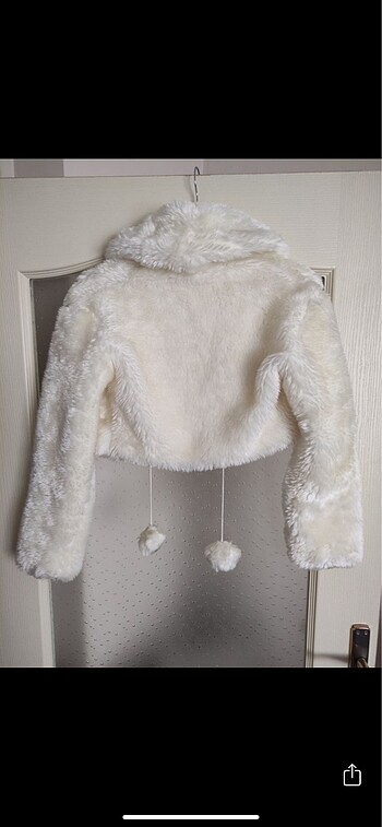 m Beden beyaz Renk yarım crop peluş ceket