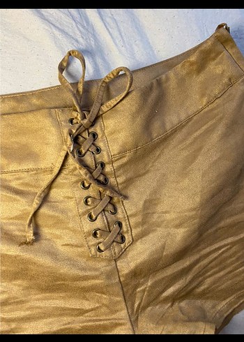 H&M Süet Bağcıklı Taba Kovboy Şort - Görsel 3