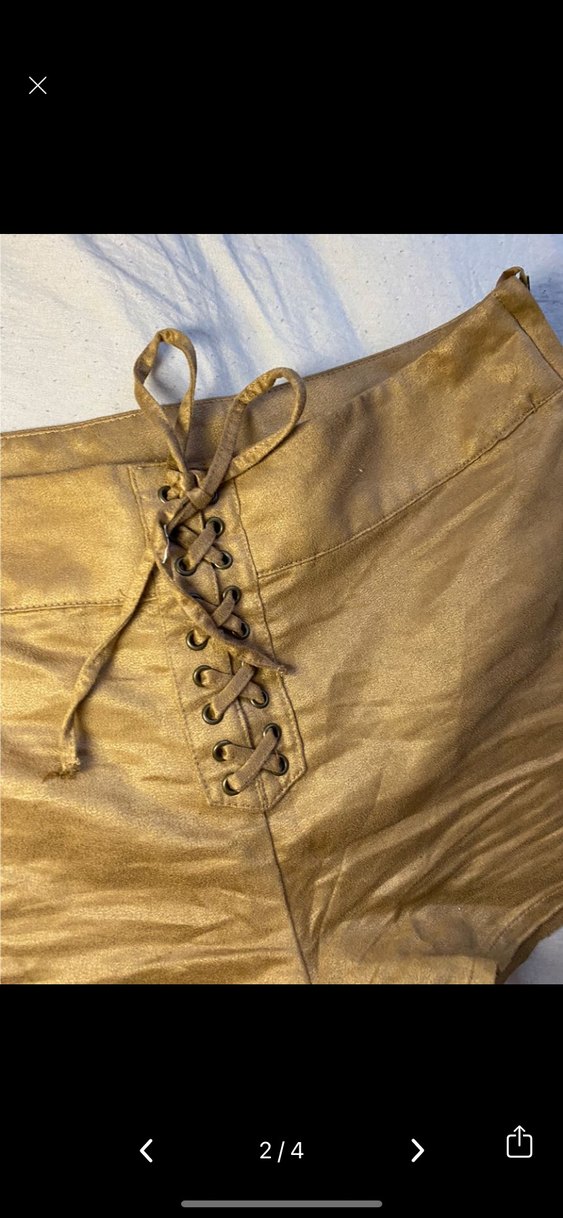 H&M Süet Bağcıklı Taba Kovboy Şort - Görsel 3