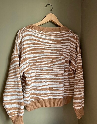 l Beden camel Renk Trendyolmilla Zebra Desenli Hırka
