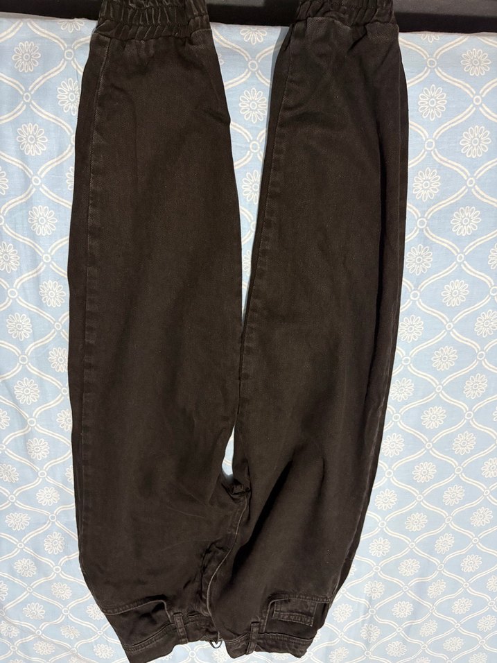 Siyah Bol Kesim Kadın Kot Pantolon - Görsel 2